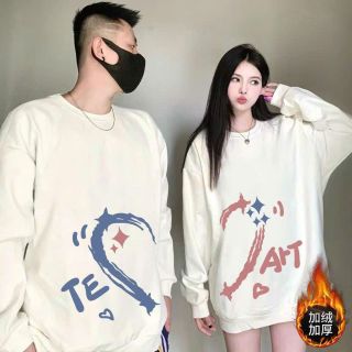 Áo Sweater Đôi Nam Nữ In Hình Nửa Trái Tim TE ART Form Rộng Cao Cấp