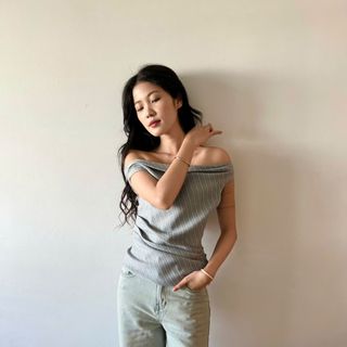 [SHOPPUMI] Áo bố sọc bẹt vai Padi top 2 màu đậm - nhạt SM Pumi