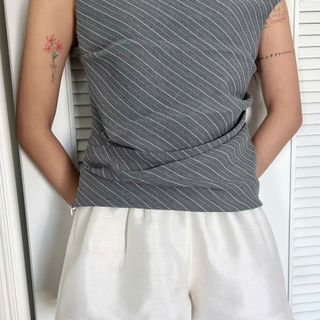 [SHOPPUMI] Áo bố sọc bẹt vai Padi top 2 màu đậm - nhạt SM Pumi
