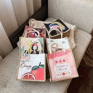 Túi cói họa tiết họat hình
