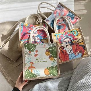 Túi cói họa tiết họat hình
