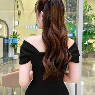 Đầm body trễ vai kèm phụ kiện, thời trang sang trọng hàng cao cấp