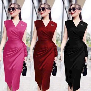 Đầm xoè cổ vuông tay nơ hàng thiết kế kỹ, chất liệu sang trọng