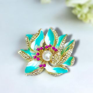 Ghim cài áo hoa sen hợp kim tráng men thời trang dành cho nữ