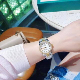 ĐỒNG HỒ NAM NỮ CAO CẤP RÔLET DÂY THÉP MẶT MÀU VIỀN HỘT 3 SIZE