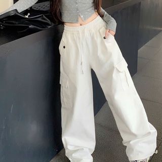 Quần Túi Hộp Nữ Rút Chất Kaki Rũ Đanh Mịn Ống Rộng
