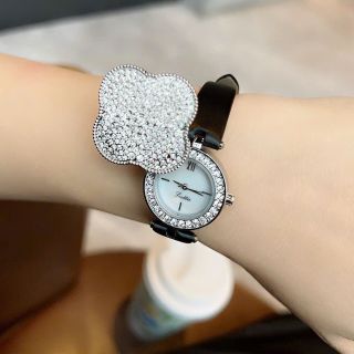 ĐỒNG HỒ NỮ CHÍNH HÃNG SCOTI DÂY DA MẶT CỎ BỐN LÁ NẮP MỞ