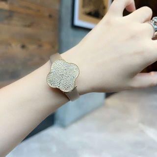 ĐỒNG HỒ NỮ CHÍNH HÃNG SCOTI DÂY DA MẶT CỎ BỐN LÁ NẮP MỞ