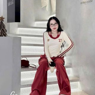 Set Đồ Nữ Số 27 Tăm Lông Thỏ Áo Cổ Yếm Ôm Body Dài Tay Phối Màu ( có mút) freesize