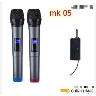 BỘ 2 MIC KARAOKE KHÔNG DÂY K5 màu đen XÀI LOA KÉO 50W 80W