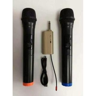 BỘ 2 MIC KARAOKE KHÔNG DÂY K5 màu đen XÀI LOA KÉO 50W 80W
