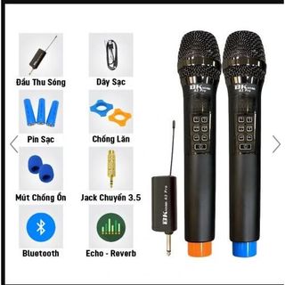 Bộ 2 micro karaoke thần thánh chỉnh full Echo, bass, streble, set tần số tích hợp amly dành loa ko eco bass tree