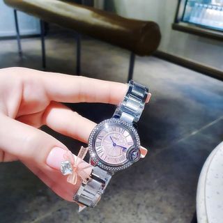 ĐỒNG HỒ NỮ CHÍNH HÃNG COMLORVEI DÂY THÉP MẶT HỒNG VIỀN ĐÁ