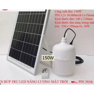 Đèn led búp năng lượng mặt trời 24w 100w CÓ TẤM PIN CỰC SÁNG có remost kèm theo