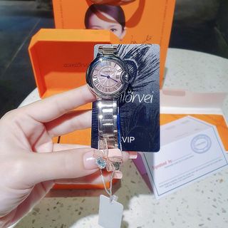 ĐỒNG HỒ NỮ CHÍNH HÃNG COMLORVEI DÂY THÉP MẶT HỒNG NIỀNG TRƠN
