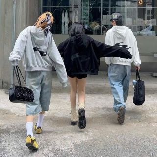 Áo khoác lửng form boxy chất thun nỉ dày mịn kèm túi trong 2 lớp freesize