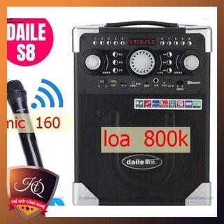 Micro loa daile s8 q8 a061  ( mic cầm tay  cho pin là sài s8). tần số 261.8 sử dụng loa kéo Bluetooth