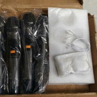 2 Micro không dây loa kéo xám đầu kim loai nâng tiếng âm thanh hút