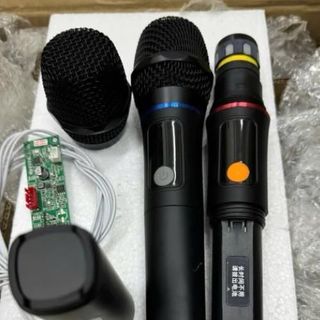 2 Micro không dây loa kéo xám đầu kim loai nâng tiếng âm thanh hút