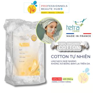 600 MIẾNG Bông Tẩy Trang Pháp Tetra Medical Carrés De Coton - Vie Beaute