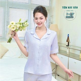 Bộ PYJAMA LỤA ÁNH KIM Hancloset - Bộ Đồ Ngủ Cao Cấp Sang Trọng HA1016