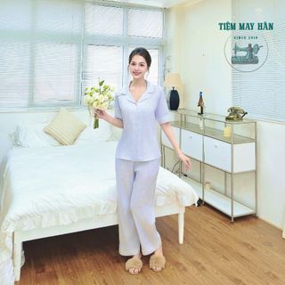 Bộ PYJAMA LỤA ÁNH KIM Hancloset - Bộ Đồ Ngủ Cao Cấp Sang Trọng HA1016