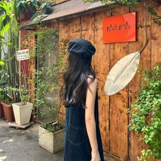 [SHOPPUMI] Yếm jean dáng lửng chất đẹp 2 màu nhạt và đậm freesize túi giữa Pumi