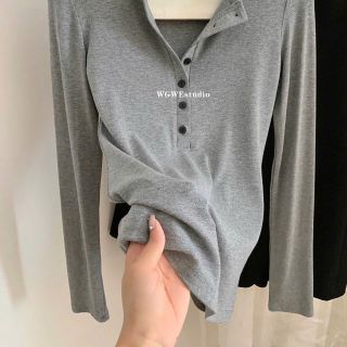 [SHOPPUMI] áo thun tăm nút tay dài chất mềm 2 màu freesize Pumi