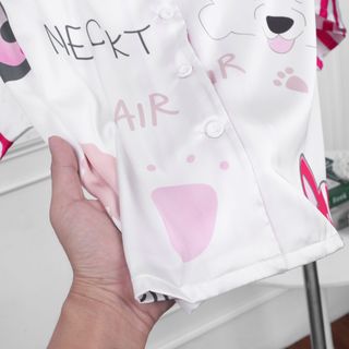 Bộ Pyjama Lụa Pháp Cao Cấp BIC DOG HanCloset, Bộ Mặc Nhà Sang trọng HA1017