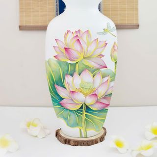 Mẫu bình hoa 28cm hoạ tiết sang trọng tại gốm sứ Bát Tràng Duy Anh
