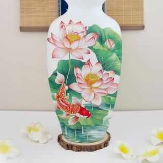 Mẫu bình hoa 28cm hoạ tiết sang trọng tại gốm sứ Bát Tràng Duy Anh