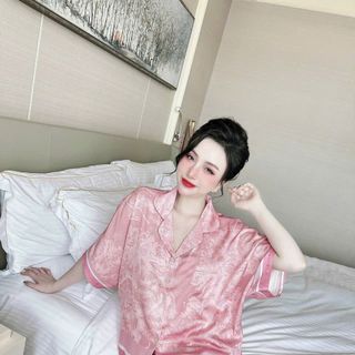 Bộ Pijama Lụa Pháp HANCLOSET - Áo Cánh Dơi Nhiều Họa Tiết HA1009