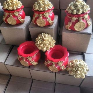 ComBo 3 Hũ Đựng Muối, Gạo Tài Lộc, Hũ Thần Tài Trang Trí Ban Thờ Hoặc Bàn Làm Việc Mang Đến Sự May Mắn