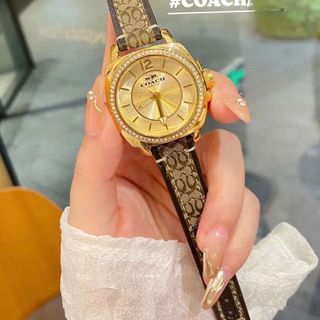 ĐỒNG HỒ NỮ TRUNG CẤP COAC DÂY DA HOA VĂN MẶT VUÔNG