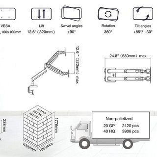 Giá Treo 2 Màn Hình Máy Tính NB G35 22"-32"