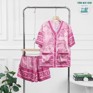 Bộ Pyjama Lụa Pháp ROYAL FOREST Quần Ngắn HanCloset, Bộ Đồ Mặc Nhà Cao Cấp Sang Trọng HA1011 giá sỉ