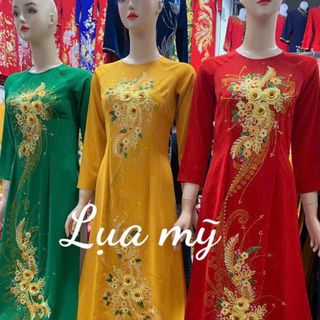 Áo dài kết hoa nổi phun kim tuyến 
Giá sỉ giá bán buôn