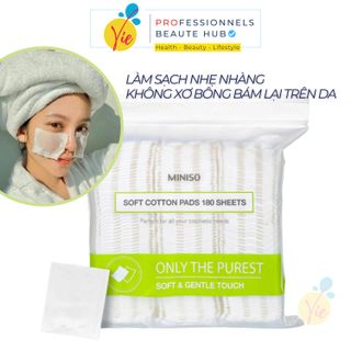 Bông Tẩy Trang MINISO Nhật Bản 100% Cotton Mềm Mại [180 miếng]