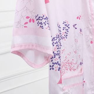 Bộ Pyjama Gấm Vân Gỗ Hoa Anh Đào HANCLOSET - Thiết Kế Thanh Lịch Tay Ngắn Quần Dài HA1010