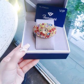 ĐỒNG HỒ NỮ CHÍNH HÃNG MỚI NHẤT FUNMEI FGRAF  FULL NGỌC 7 MÀU FULLBOX