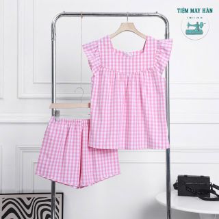 Bộ Đồ Short Kate Nữ HANCLOSET, Áo Cánh Tiên Quần Ngắn SKN02