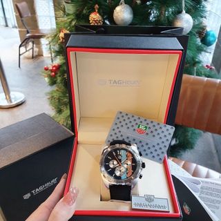 ĐỒNG HỒ NAM TRUNG CẤP TAZ HEUER DÂY DA MẶT CHONOGRAP