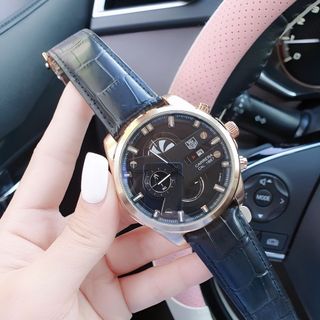 XẢ KHO ĐỒNG HỒ NAM TRUNG CẤP TAZ HEUER DÂY DA MẶT TRÒN LỚN