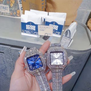 ĐỒNG HỒ NAM TRUNG CẤP KATIER VUÔNG FULL HỘT