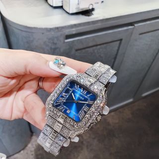 ĐỒNG HỒ NAM TRUNG CẤP KATIER VUÔNG FULL HỘT