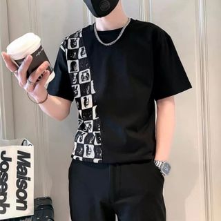 áo đen vải sịn phối in siêu đẹp