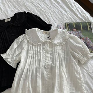 [SHOPPUMI] Áo kiểu Tami form BBD cổ sen tay bo chun 2 màu trắng và đen SM Pumi