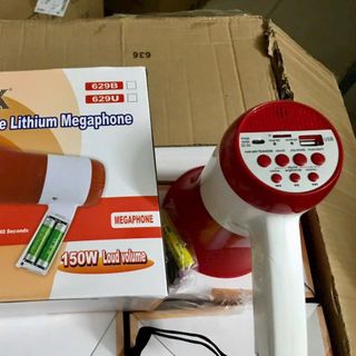 Loa phóng thanh Megaphone DEXTER-629B (Có bluetooth,thẻ nhớ,usb, kèm 2 viên pin)