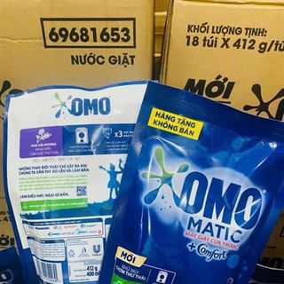 &lt; TÚI MÀU XANH&gt;NƯỚC GIẶT OMO MATIC DẠNG GÓI 412G ( 1 TÚI )