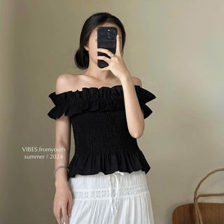[SHOPPUMI] Áo kiểu Moana trễ vai nhiều màu freesize Pumi